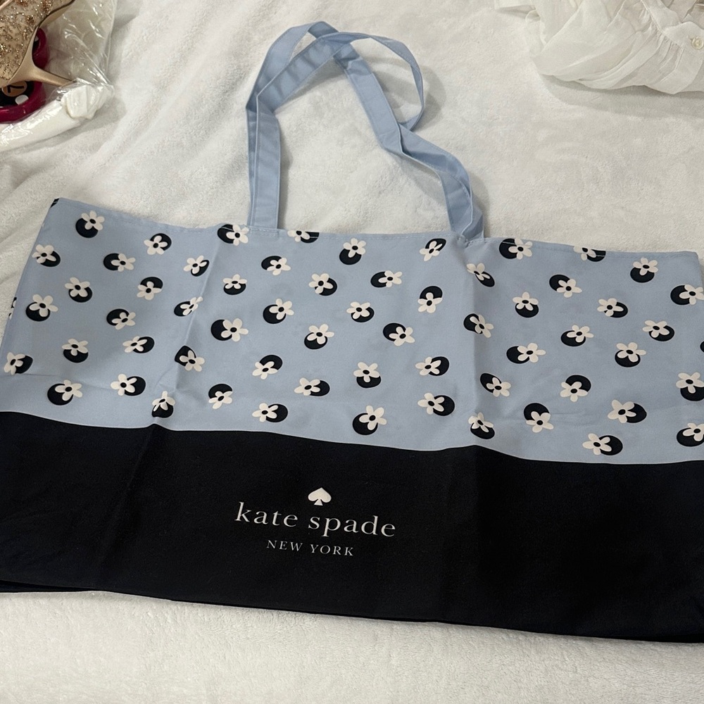 Kate Spade Light Blue and Black Floral Tote Limited Edition